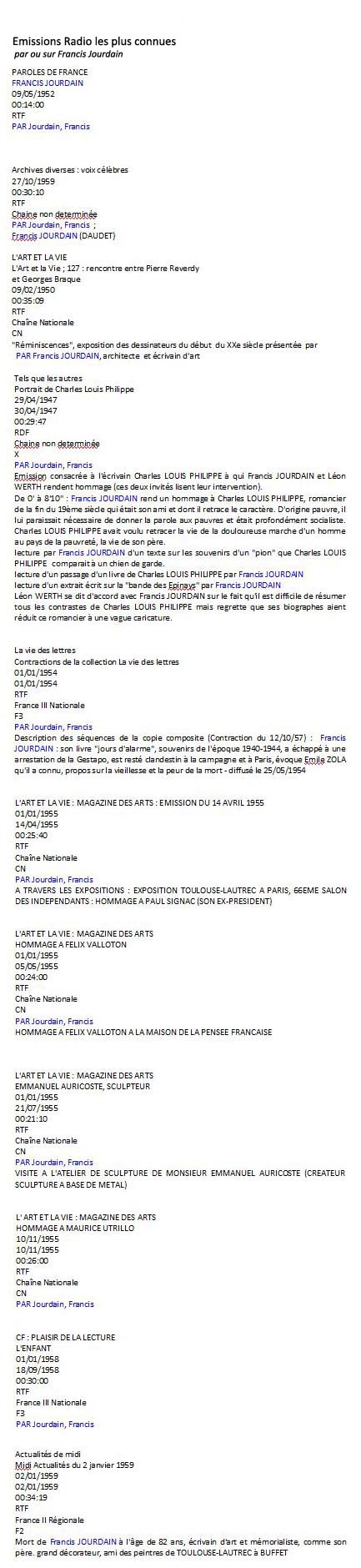 liste emissions radio